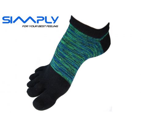 prstové ponožky Simply nízké melír/zelené