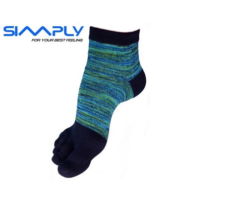prstové ponožky Simply vyšší melír/zelené